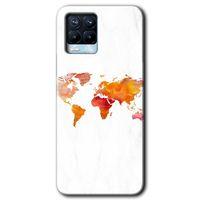 MRCİLETİSİM Realme 8 Pro Kılıf HD Desen Baskılı Arka Kapak + Temperli Cam - Dünya Haritası