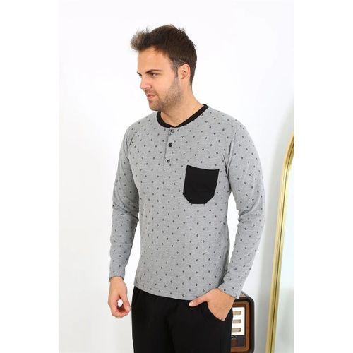 Erkek Uzun Kol Penye Füme Pijama Takımı