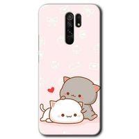 Xiaomi Redmi 9 Kılıf Baskılı Kapak - Kedi Aşkı + 5D Tam Kaplayan Cam