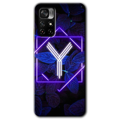 Xiaomi Redmi Note 11T Kılıf HD Desen Baskılı Arka Kapak - Dark Neon Yaprak Y Harfi