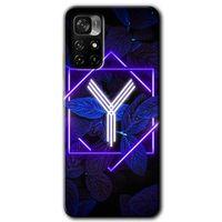 Xiaomi Redmi Note 11T Kılıf HD Desen Baskılı Arka Kapak - Dark Neon Yaprak Y Harfi