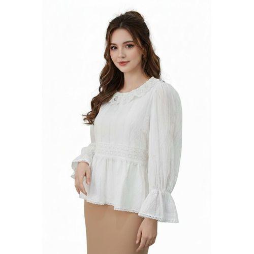 Kadın Yaka Güpürlü Kol Valonlu Bluz BGL-ST04353