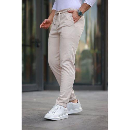 Erkek Beli Bağcıklı Duble Paça örme Pamuklu Kumaş Jogger Pantolon