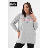 Kadın Tunik Büyük Beden Capri Island Baskılı ince Sweatshırt SPR26BTK990-1