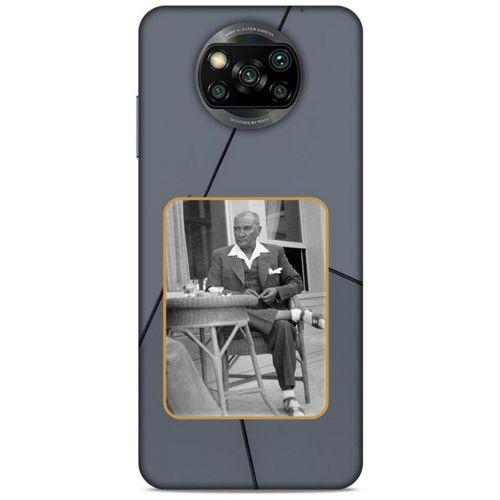 Xiaomi Redmi Poco X3 Kılıf Atatürk (31) TPU Kılıf Koyu Gri