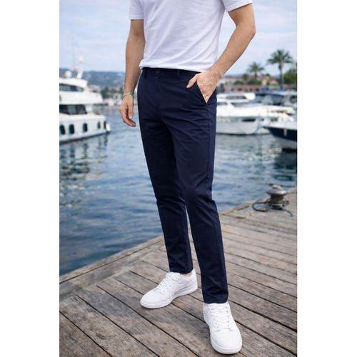 Paraşüt Kumaş Regular Fit Düğmeli Fermuarlı Düz Paça Günlük Erkek Pantolon - Lacivert
