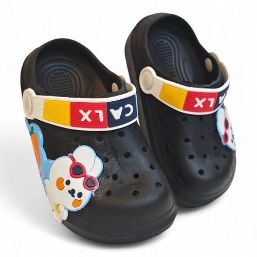 Calx 9041 Siyah Crks Tavşan Figürlü Erkek Çocuk Havuz Plaj Terlik