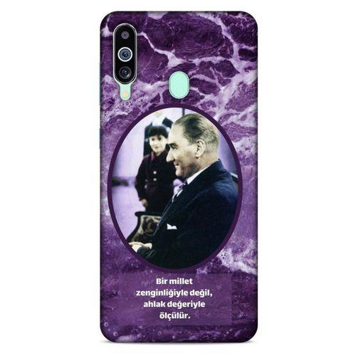 Samsung Galaxy M40 Kılıf Atatürk (10) Full Koruma Kılıfı Mor