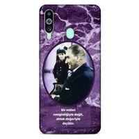 Samsung Galaxy M40 Kılıf Atatürk (10) Full Koruma Kılıfı Mor