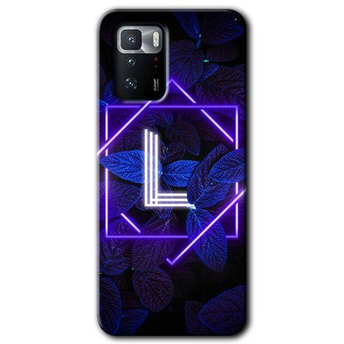 Poco x3 GT Kılıf HD Desen Baskılı Arka Kapak - Dark Neon Yaprak L Harfi