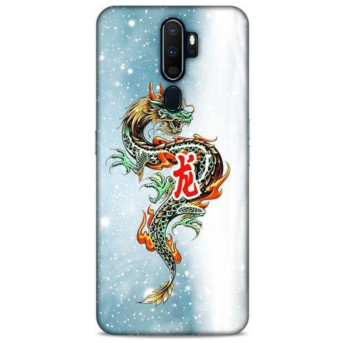 Oppo A5 2020 Kılıf Dragons (29) Arka Koruma Kılıfı Tatoo Mavi Ejderha