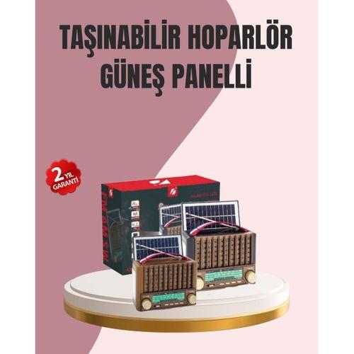 Solar Panel Şarjlı Taşınabilir Radyo Bluetooth Hoparlör Müzik Kutusu