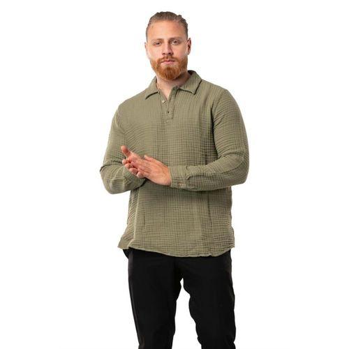 Uzun Kol Double Müslin Erkek Sonbahar ve Kışlık Sweatshirt Haki Hk