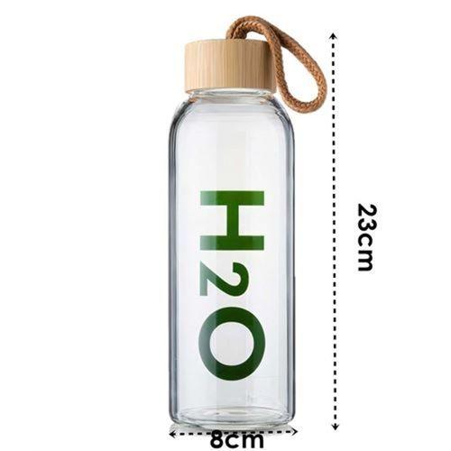 Transformacion Cam Matara - 800 Ml Bambu Kapaklı Borosilikat Cam Matara - Ofis Matarası