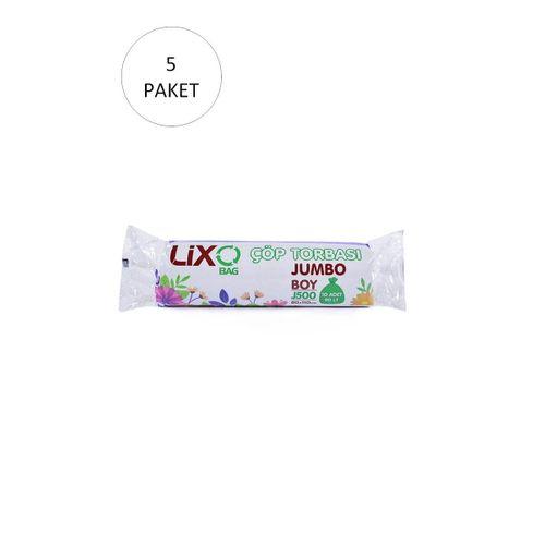 J-500 Jumbo Boy Çöp Torbası 80 x 110 cm 10 Lu Rulo x 5 Paket = 50 Adet (Siyah) mudanis