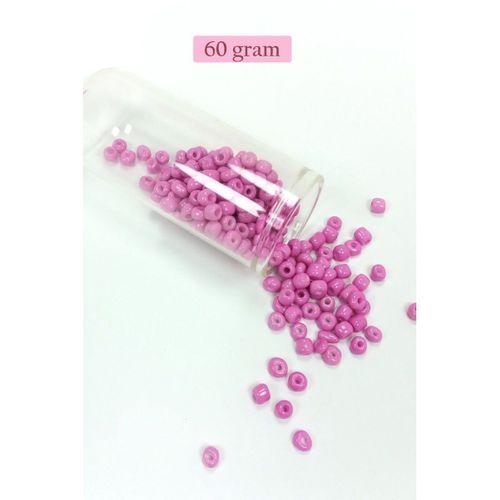Dökme Cam Kum Boncuk Büyük Boy (6/0) 4 mm - 60 Gram - Koyu Pembe - BNC127