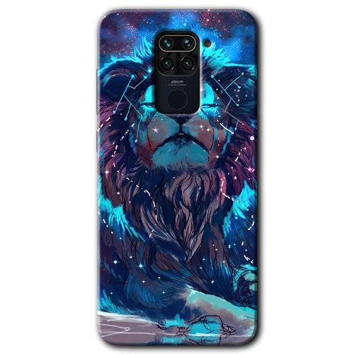 Redmi Note 9 Kılıf HD Desen Baskılı Arka Kapak - Neon Aslan