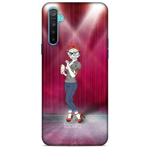 Oppo Realme 6i Kılıf FunnyMaX (50) Shockproof Kılıf Koyu Pembe Kedi