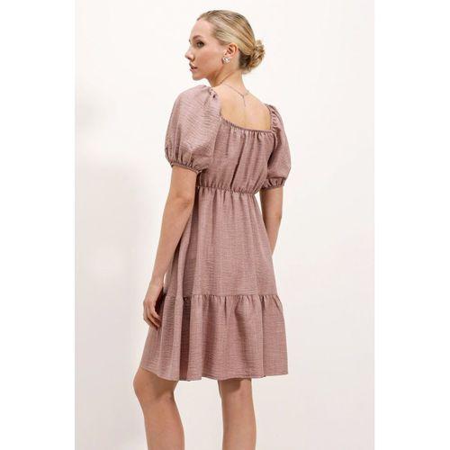 2351 Kloş Poplin Elbise - A.Gül Kurusu