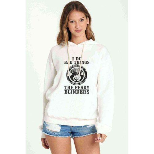 Peaky Blinders Tommy Shelby Cillian Murphy Baskılı Beyaz Kadın Kapşonlu Sweatshirt