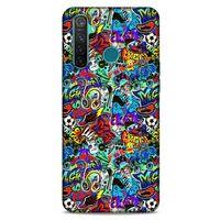 Graffitix (24) Desenli Silikon Kapak Oppo Realme 5 Pro Kılıf