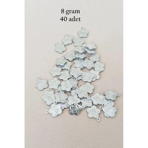 Oya Abiye Bileklik Kolye Pleksi Metalik Plastik Pul Gümüş Renk 8 gram 40 adet - BNC524