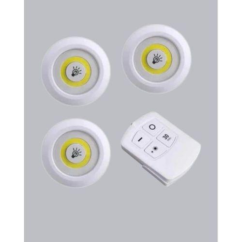 Uzaktan Kumandalı 3 Lü Kablosuz Led Spot Lamba Seti Yapışkanlı Pratik Kullanım
