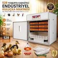 528 Yumurta Kapasiteli Endüstriyel Kuluçka Makinesi - 3 Çeşit Viyollu, Çıkım Sepetli + Isı Lambası Hediyeli