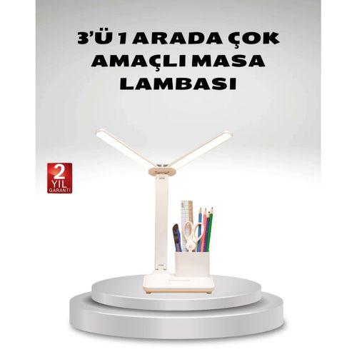 Kısılabilir Led Masa Lambası – Kalemlik Ve Telefon Standlı, Göz Yormayan Işık