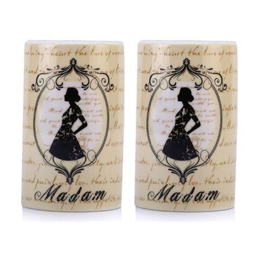 2 Adet Seramik Diş Fırçalık Madam Desenli 7X7X11Cm Banyo Seti