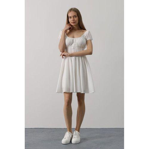 Beli Korseli Mini Elbise - Beyaz