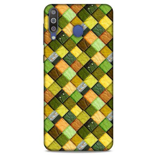Samsung Galaxy M30 Kılıf Patchwork (49) Ultra Silikon Kılıf Sarı Yeşil