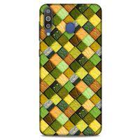 Samsung Galaxy M30 Kılıf Patchwork (49) Ultra Silikon Kılıf Sarı Yeşil