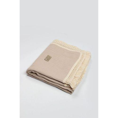 Organik Müslin 80x90 Fistolu Battaniye 70112 Bej