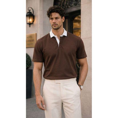 Arthur Regular Fit Nova Pike Kumaş Polo Yaka T-Shirt - Kahve