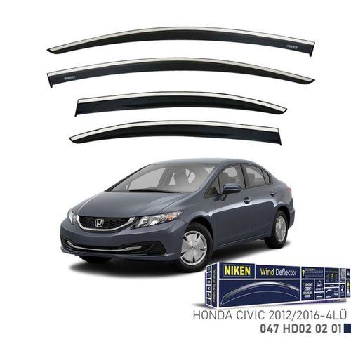 Niken Honda Uyumlu Civic 2012-2016 Model Kromlu Cam Rüzgarlığı 4Lü Parça