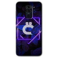 Xiaomi Redmi Note 9 Kılıf Kapak - Dark Neon Yaprak Ö Harfi +Hayalet Ekran Yandan Gözükmez