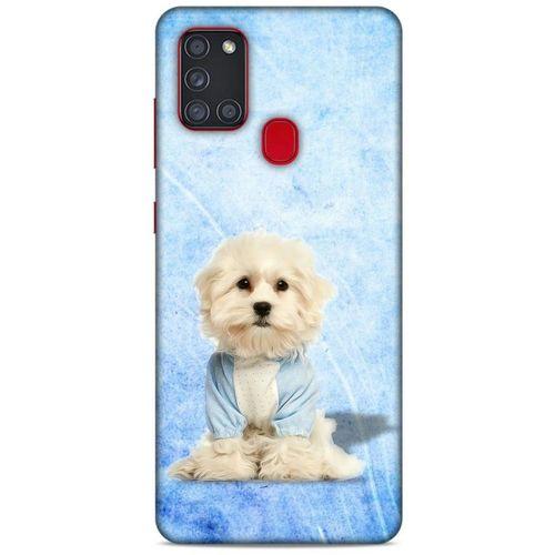 Samsung Galaxy A21s Kılıf Köpek Kıyafetleri (20) Koruyucu Kılıf Maltese Pijama