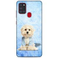 Samsung Galaxy A21s Kılıf Köpek Kıyafetleri (20) Koruyucu Kılıf Maltese Pijama