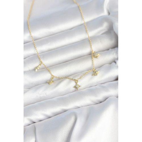 Pirinç Gold Renk Sıralı Minimal Kutup Yıldızı Model Kadın Kolye