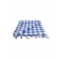 Kareli Saçaklı Mavi Masa/piknik/sofra Örtüsü 165x170 Cm