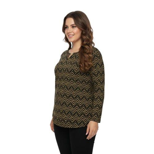 Kadın V Yaka Modelli Baskılı Bluz BGL-ST05104