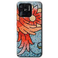 MRCİLETİSİM Xiaomi Redmi 10C Kılıf HD Desen Baskılı Arka Kapak + Temperli Cam - Mozaik Çiçek