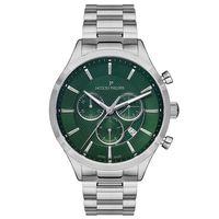 Jacques Philippe JPQGC0313X6N Swiss Made Quartz Çelik Gri Yeşil Kadran Safir 43 mm Erkek Kol Saati