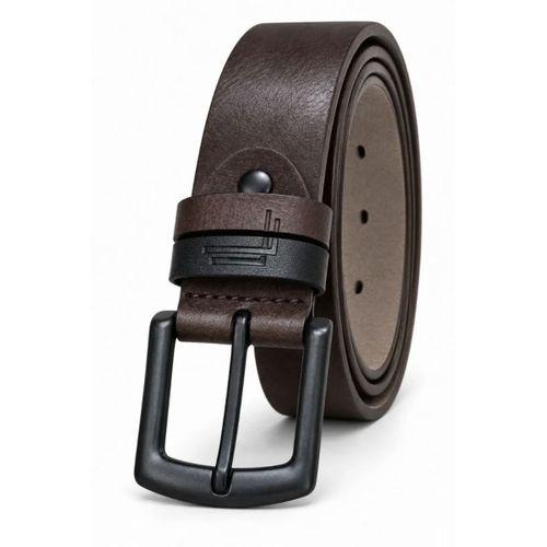 Erkek Koyu Kahverengi 4 Cm Çift Biritli Metal Tokalı Kot Ve Kumaş Pantolon Kemeri