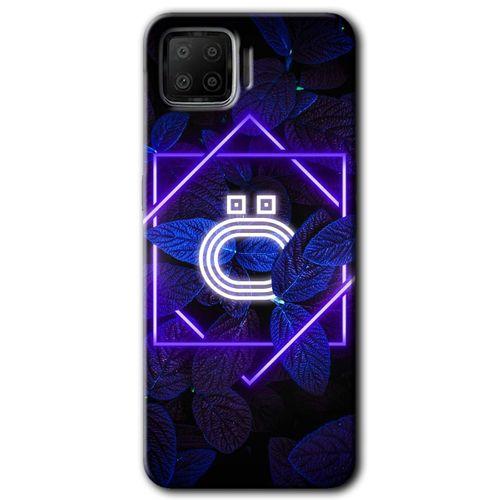 OPPO Oppo A73 Kılıf HD Desen Baskılı Arka Kapak - Dark Neon Yaprak Ö Harfi