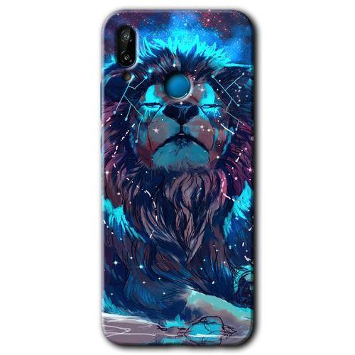 MRCİLETİSİM  Huawei P20 Lite Kılıf Kapak - Neon Aslan +Hayalet Ekran Yandan Gözükmez