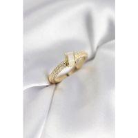 Zirkon Taşlı Sedefli Gold Renk Kadın Yüzük