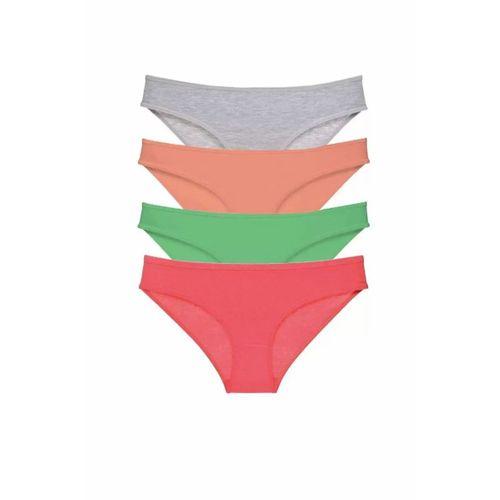 4 adet Süper Eko Set Likralı Kadın Slip Külot Gri Pudra Yeşil Fuşya