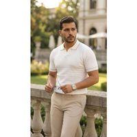 Erkek Zikzak Dokulu Yakalı Kısa Kollu Triko